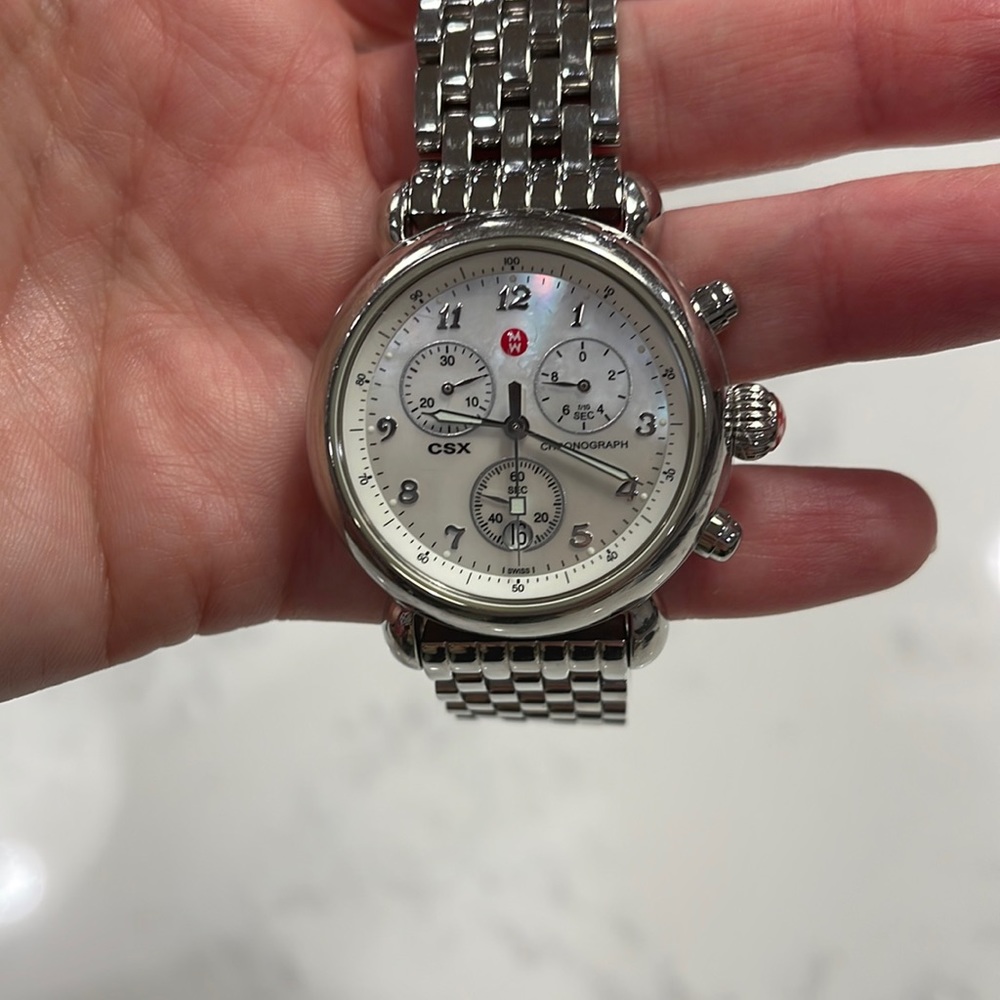 Great condition original Michelle watch. All sterling silver. Needs a battery.